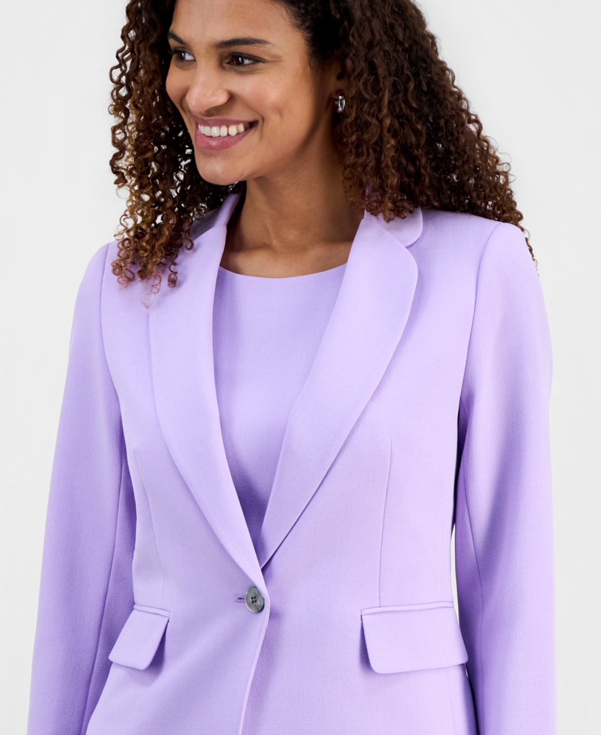 Kasper Petite Stretch Crepe One Button Jacket
