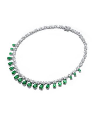 Women's White Gold Plated  Colored Cubic Zirconia Evening Necklace
