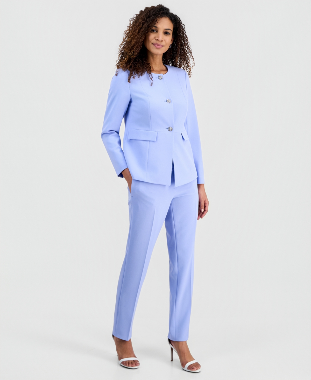 Kasper Women's Stretch Crepe Three-Button Seamed-Waist Jacket