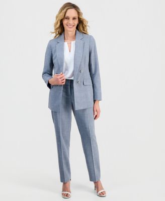 Women's Plaid Faux-Double-Breasted  Notch-Collar Jacket