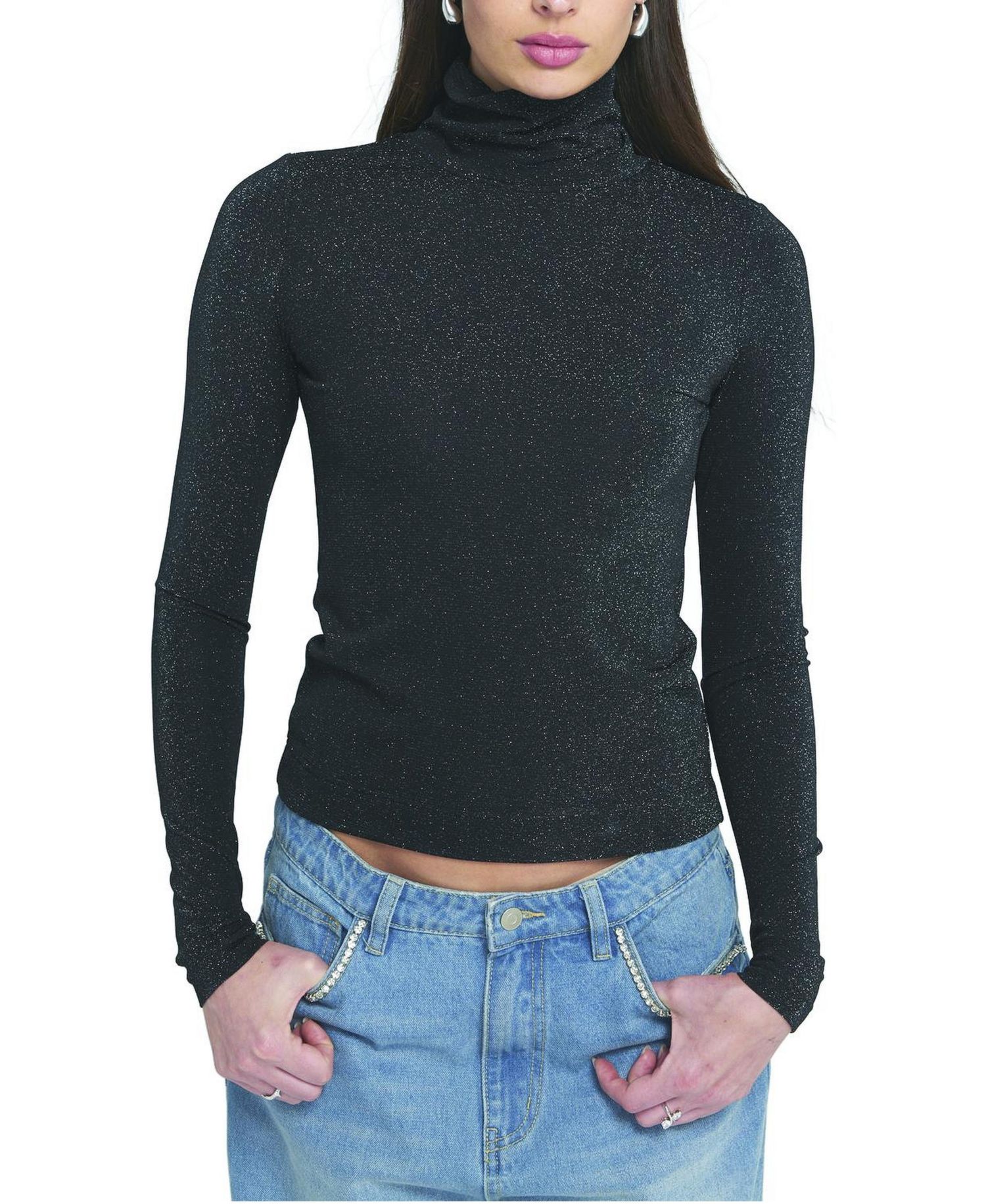 Women's Knit Turtleneck Top Solid
