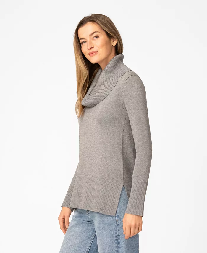 Women's Rib Cowl Neck Tunic Sweater - thumbnail 7