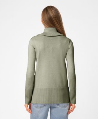 Women's Rib Cowl Neck Tunic Sweater