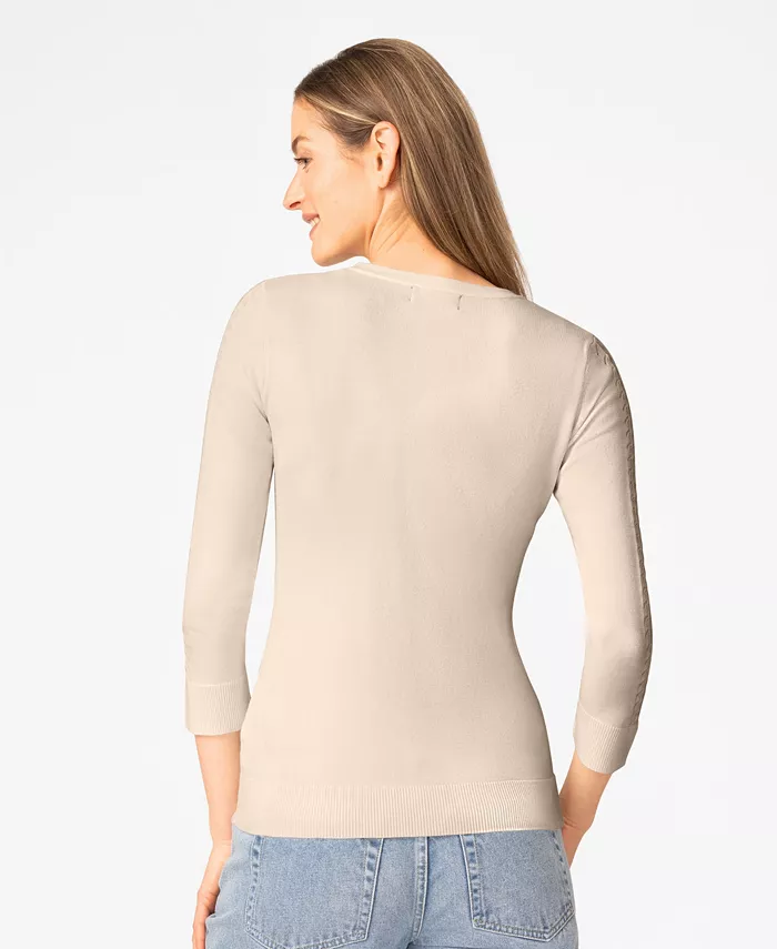 Women's Pointelle 3/4-Sleeve Sweater - thumbnail 8