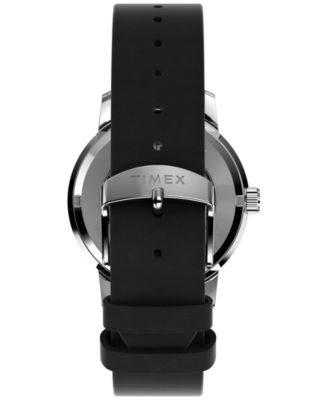 Men's Automatic Black Leather Watch, 40mm