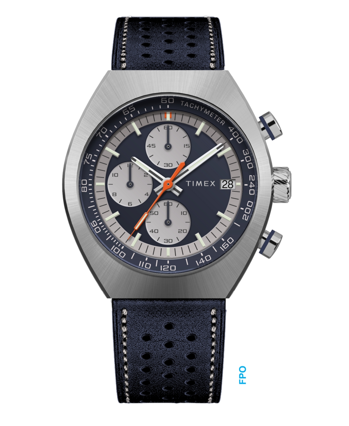 Timex Men's Quartz Analog Blue Leather Watch, 42mm