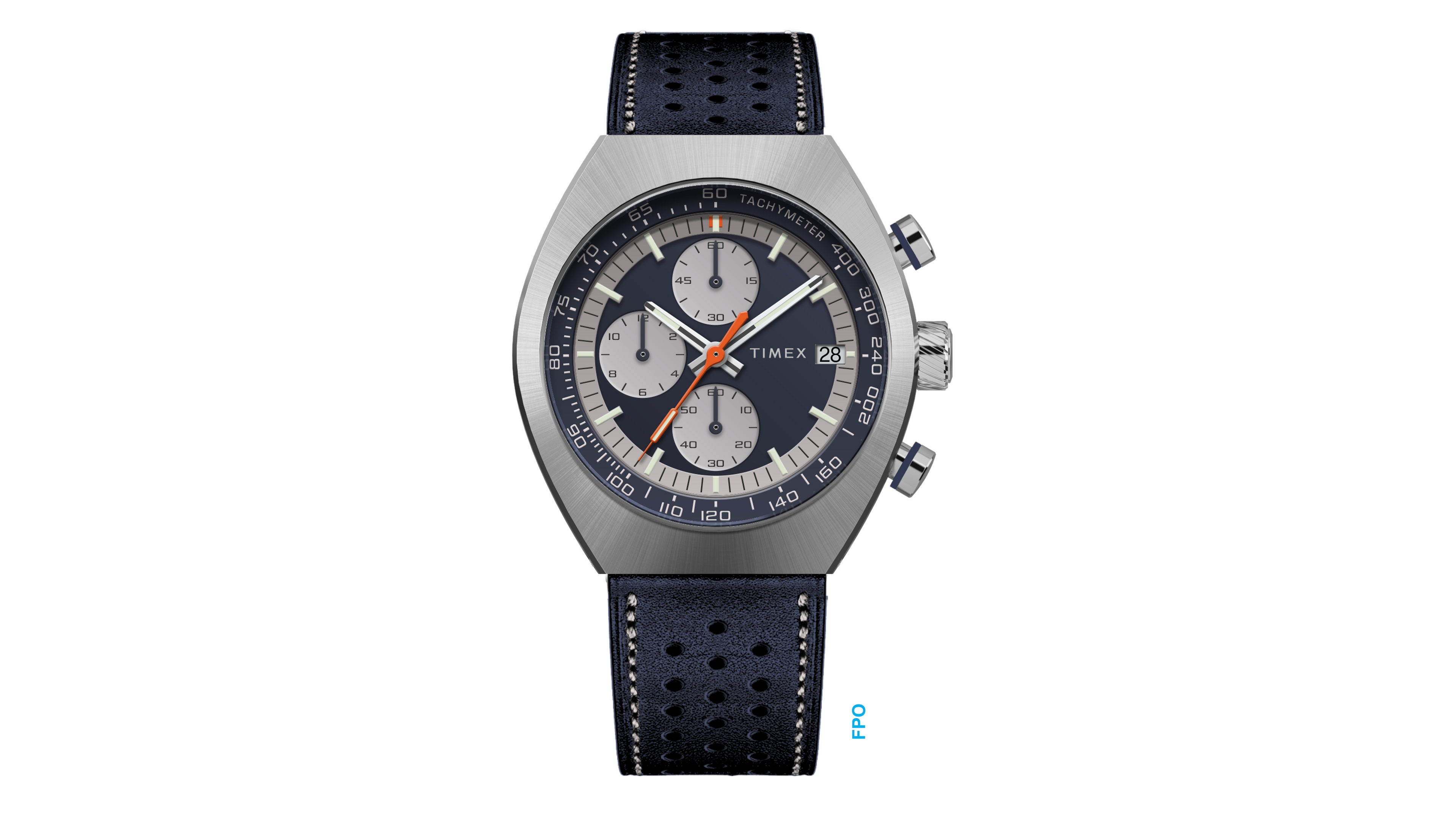 Timex Men's Quartz Analog Blue Leather Watch, 42mm
