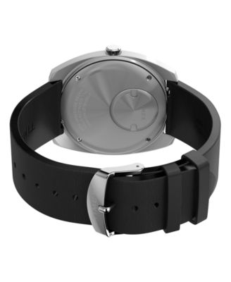 Men's Quartz Analog Black Leather Watch, 37mm
