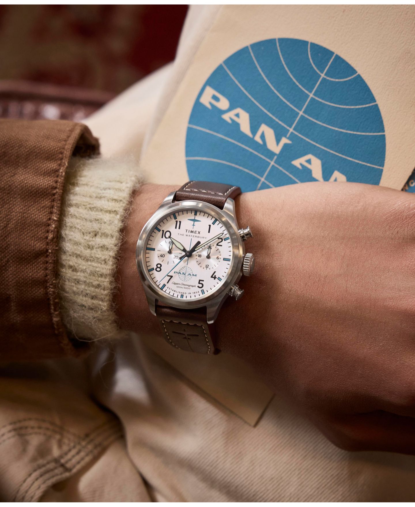 Мужские часы Timex Chronograph Brown Leather Watch, 41mm — фото 8
