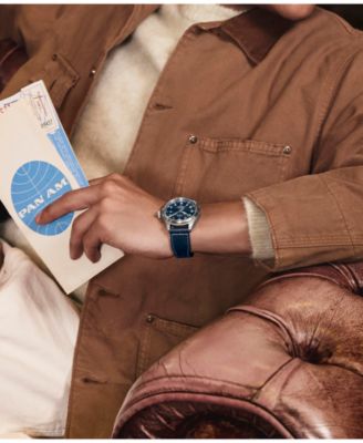 Men's Mechanical Automatic Blue Leather Watch, 41mm