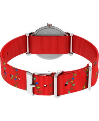 Unisex Quartz Analog Red Fabric Watch, 31mm