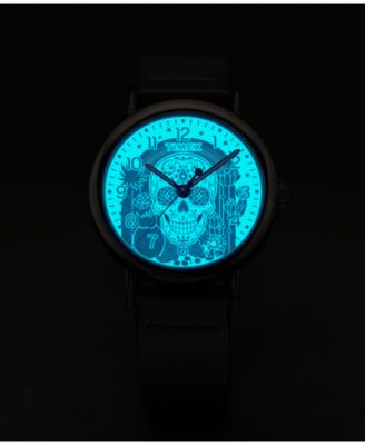 Men's Quartz Analog Black Leather Watch, 40mm