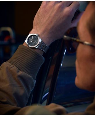 Men's Quartz Analog Silver-Tone Stainless Steel Watch, 39mm