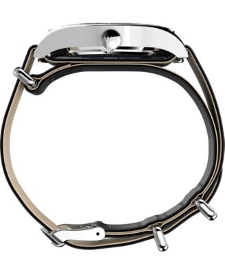 Men's Quartz Analog Black Leather Watch, 39mm