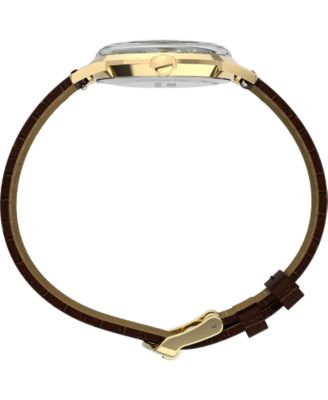 Unisex Quartz Analog Brown Leather Watch, 34mm