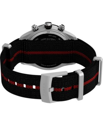 Men's Chronograph Black Fabric Watch, 39mm