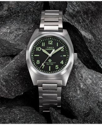 Men's Quartz Analog Silver-Tone Stainless Steel Watch, 39mm