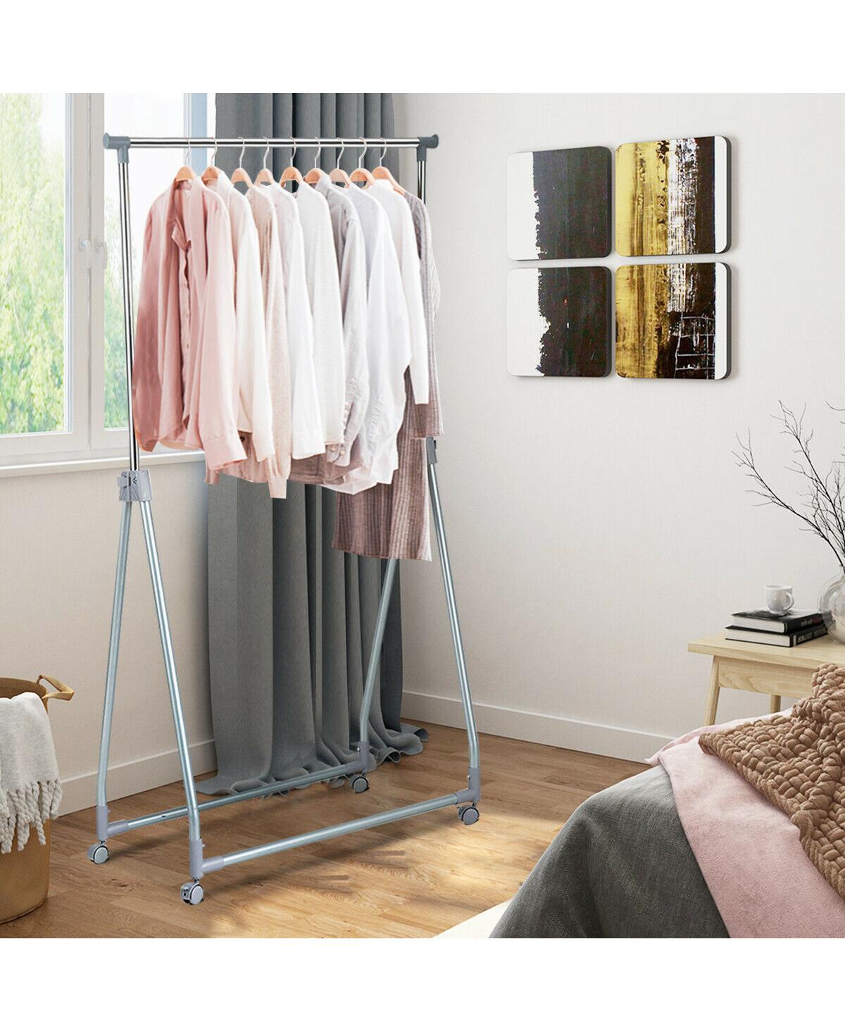 Sugift Extendable Foldable Heavy Duty Clothing Rack with Hanging Rod