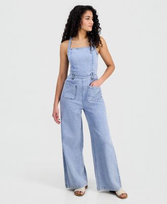 Juniors' Square-Neck Sleeveless Jumpsuit