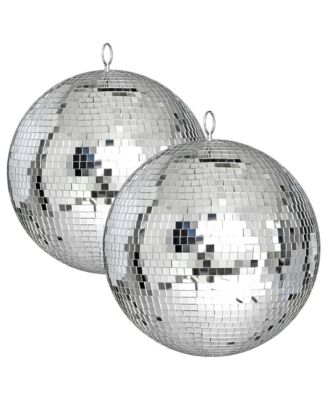2PCS 12" Large Disco Ball Mirror Big Hanging Glass Decor for 70s 80s Party Events Wedding DJ Dance Club Stage Lighting Silver