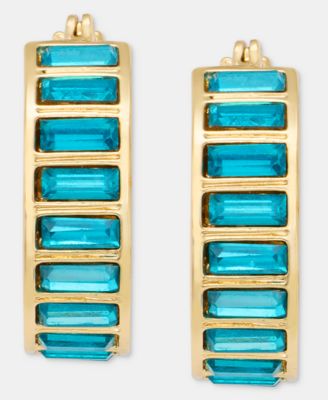 Gold-Tone Stone Baguette Small Hoop Earrings