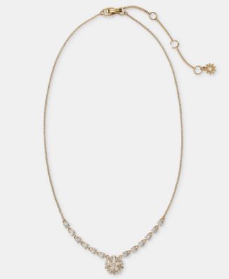 Cubic Zirconia Flower Pendant Necklace, 16" + 3" extender