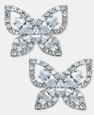 Cubic Zirconia Butterfly Stud Earrings