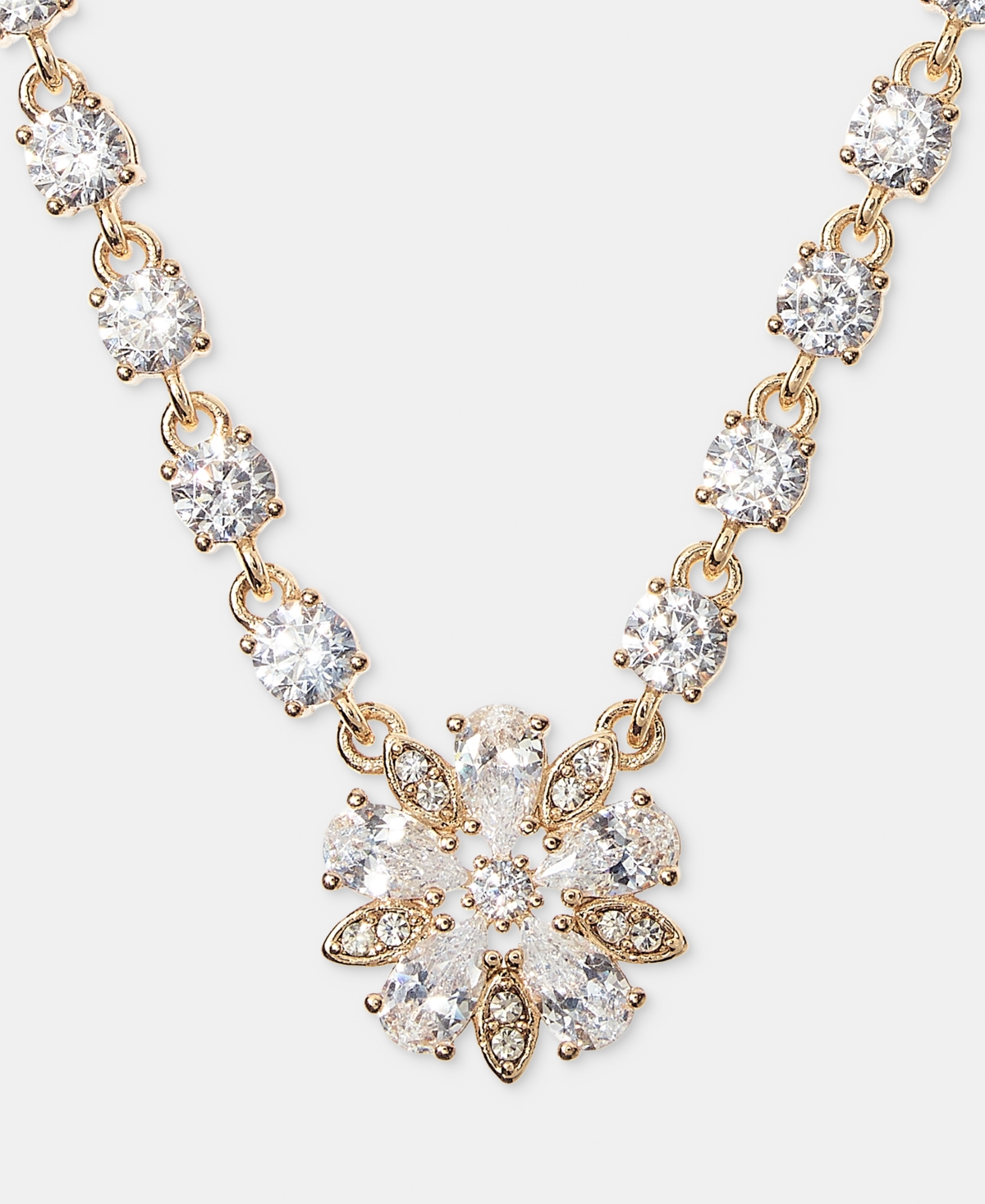 Marchesa Cubic Zirconia Flower Pendant Necklace, 16" + 3" extender