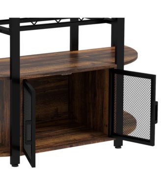 LED Wine Cabinet with Charging Station, Wine Racks, Glass Holders