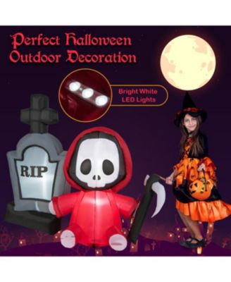 Mondawe 5 ft Inflatable Halloween Ghost Holding Sickle and Tombstone Yard Decor