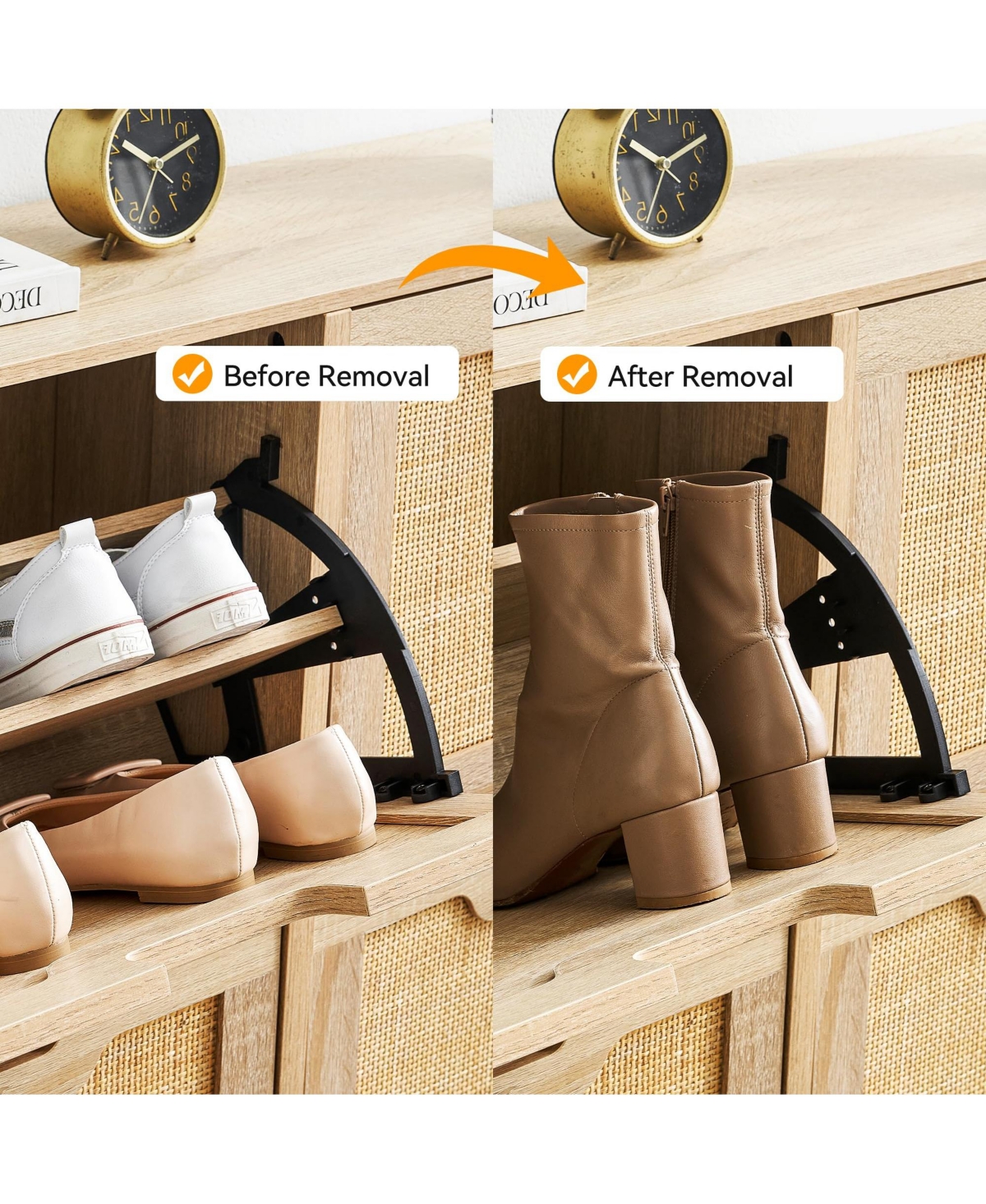 gaomon Hidden Rattan Shoe Cabinet with Drawer/ 4 Flip Doors Narrow Storage,Shoe Organizer