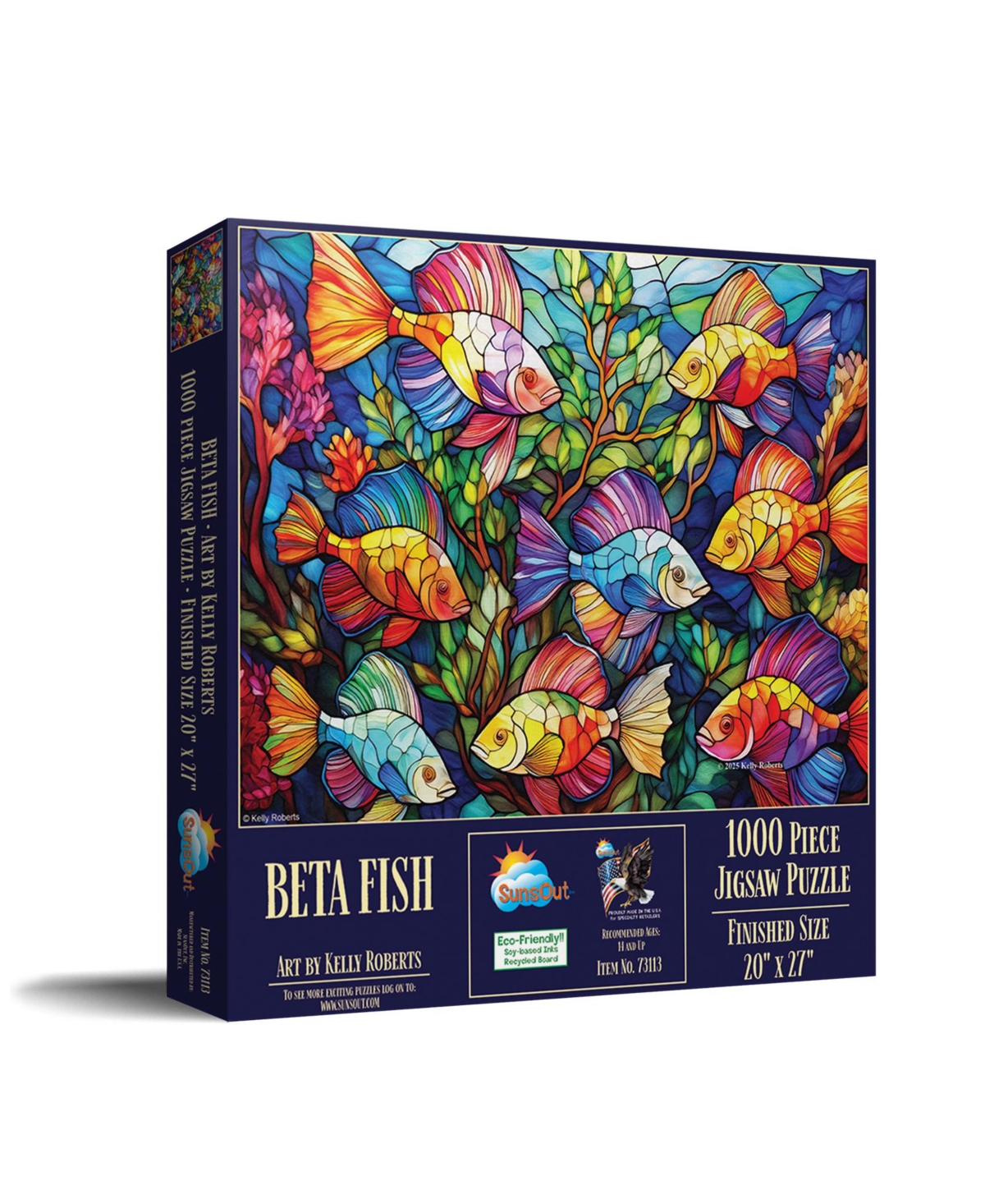 SunsOut Beta Fish Stained Glass 1000 piece Jigsaw Puzzle for Adults