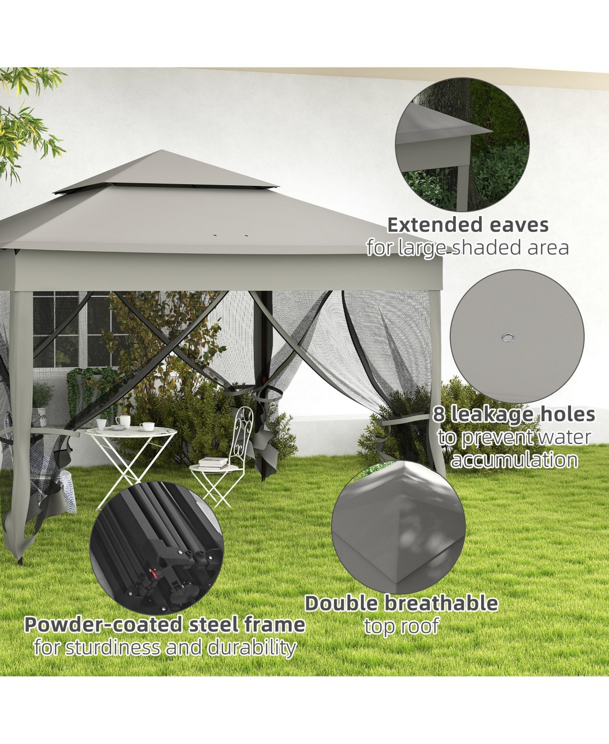Outsunny 11' x 11' Pop Up Gazebo Outdoor Canopy Shelter with 2-Tier Soft Top, and Removable Zipper Netting, Event Tent with Large Shade, and Storage B