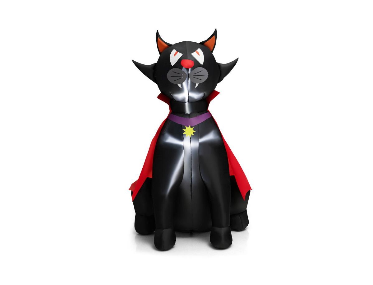 Mondawe 4.7 ft Halloween Inflatable Vampire Cat with Red Cloak