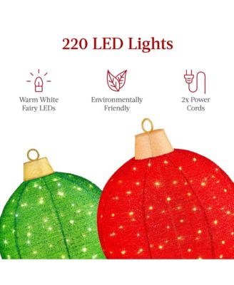 2pc Lighted Pop-Up Christmas Ornaments Outdoor Holiday Decoration w/ 220 LED Lights