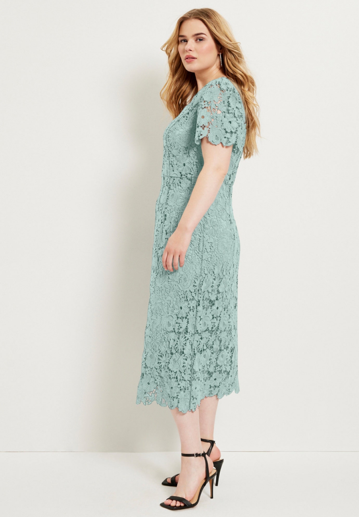 June + Vie Women's Plus Square-Neck Lace Dress