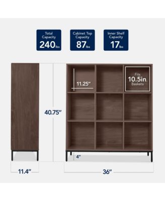 Elevated 9-Cube Storage Organizer, 11in Shelf, Bookcase, Display Shelf, w/ Metal Legs