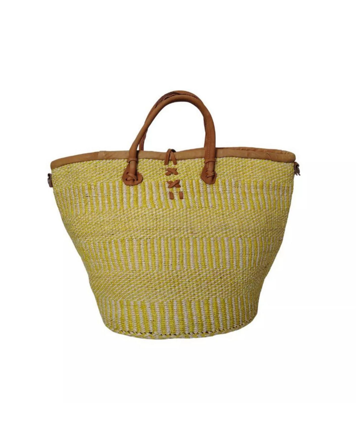 Женская сумка SAWA SAWA Golden Glow Warmth Handmade Sisal Straw Summer Basket Tote, цвет: Жёлтый / Белый — фото 5