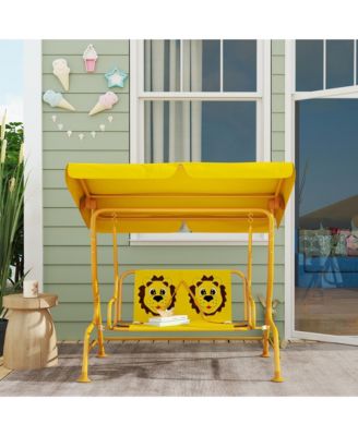 Kids Patio Swing, 2-Seater Outdoor Porch Swing Chair,