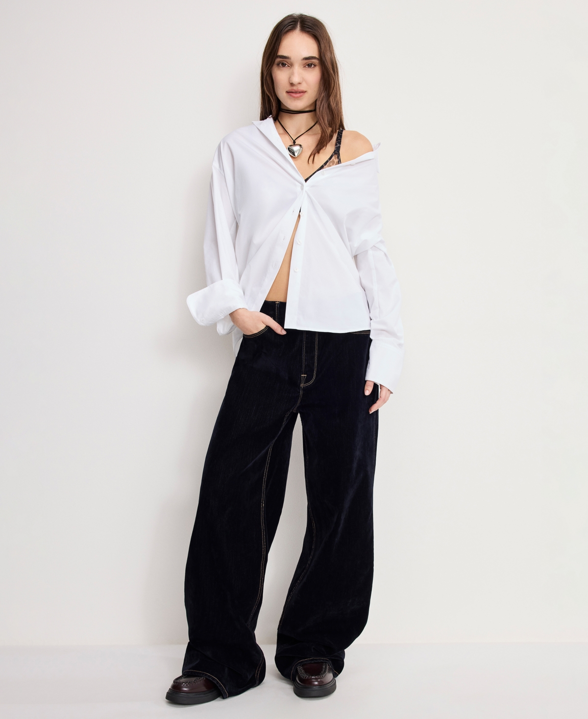 Good American Women's Poplin Oversized Shirt, Regular and Plus