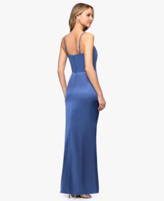 Petite Spaghetti Straps Scuba Crepe Gown