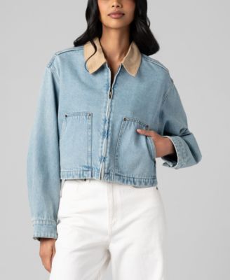Women's Crop Denim Zip Front Barn Jacket