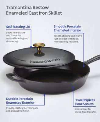 Bestow Enameled Cast Iron 12" Skillet with Lid