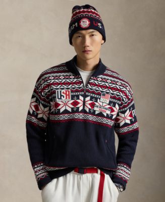 Polo Ralph Lauren Men's Team USA Wool Quarter-Zip Sweater - Macy's