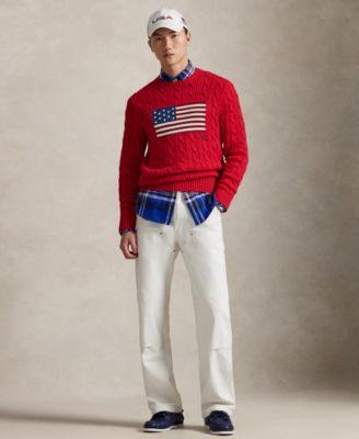 Men's  Cable-Knit Flag Sweater
