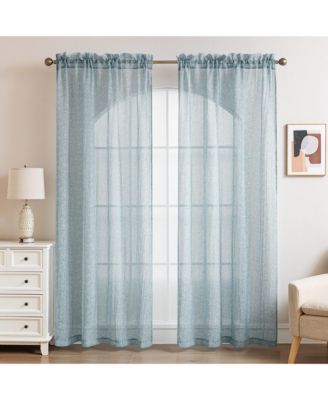 Crinkle Textured Semi-Sheer Rod Pocket Curtains Pair, 52"Wx 84"L