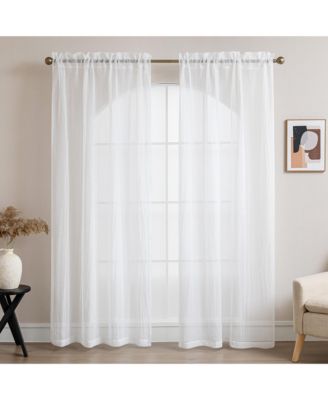 Crinkle Textured Semi-Sheer Rod Pocket Curtains Pair