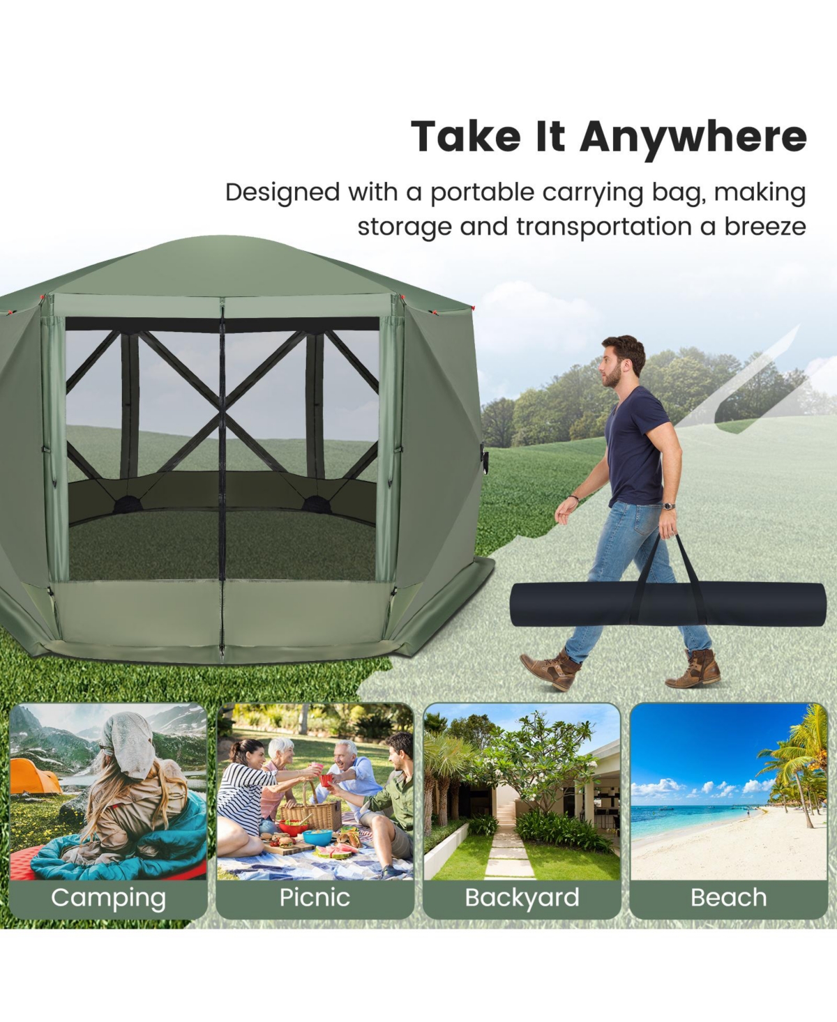 Skonyon 11.5 X 11.5 Ft Pop-up Screen House Tent with Portable Carrying Bag