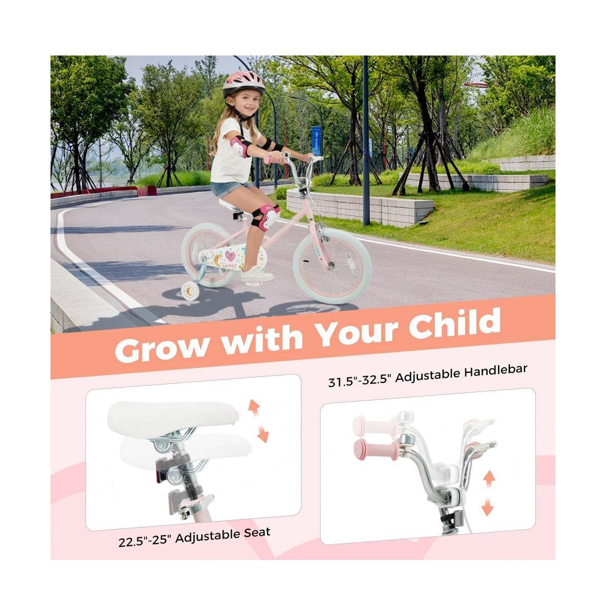 Hongge Inch Kids Bike with Adjustable Training Wheels