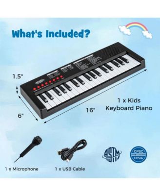 37 Key Kids Piano Keyboard with Rhythms and Microphone